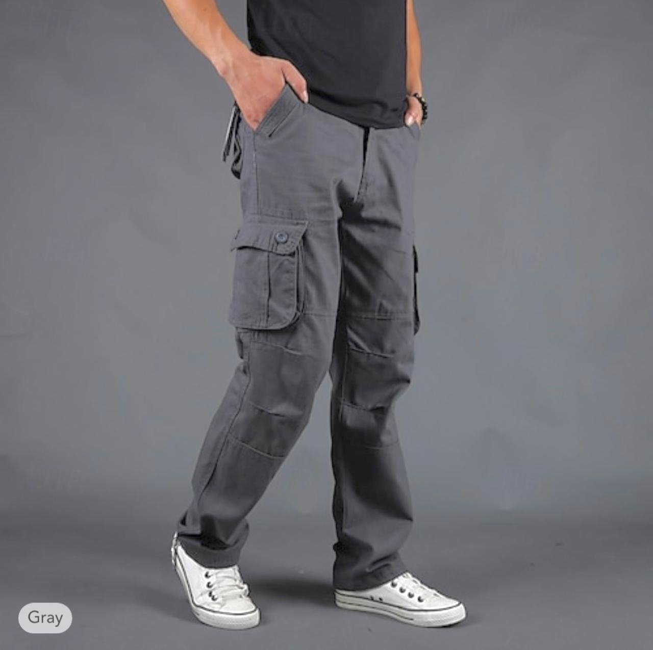 BELT CHINOS CARGO PANTS ( DEEP ASH )