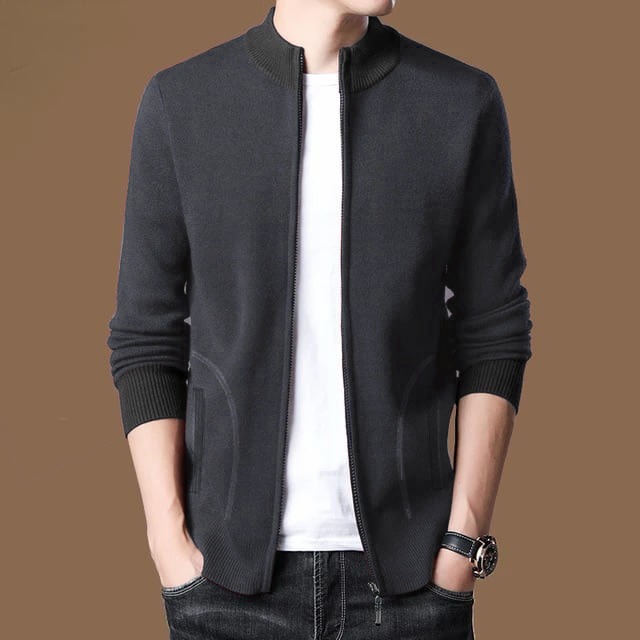 Premium Full Zipper Fleece Sweater For Men [ANTHRECITE]