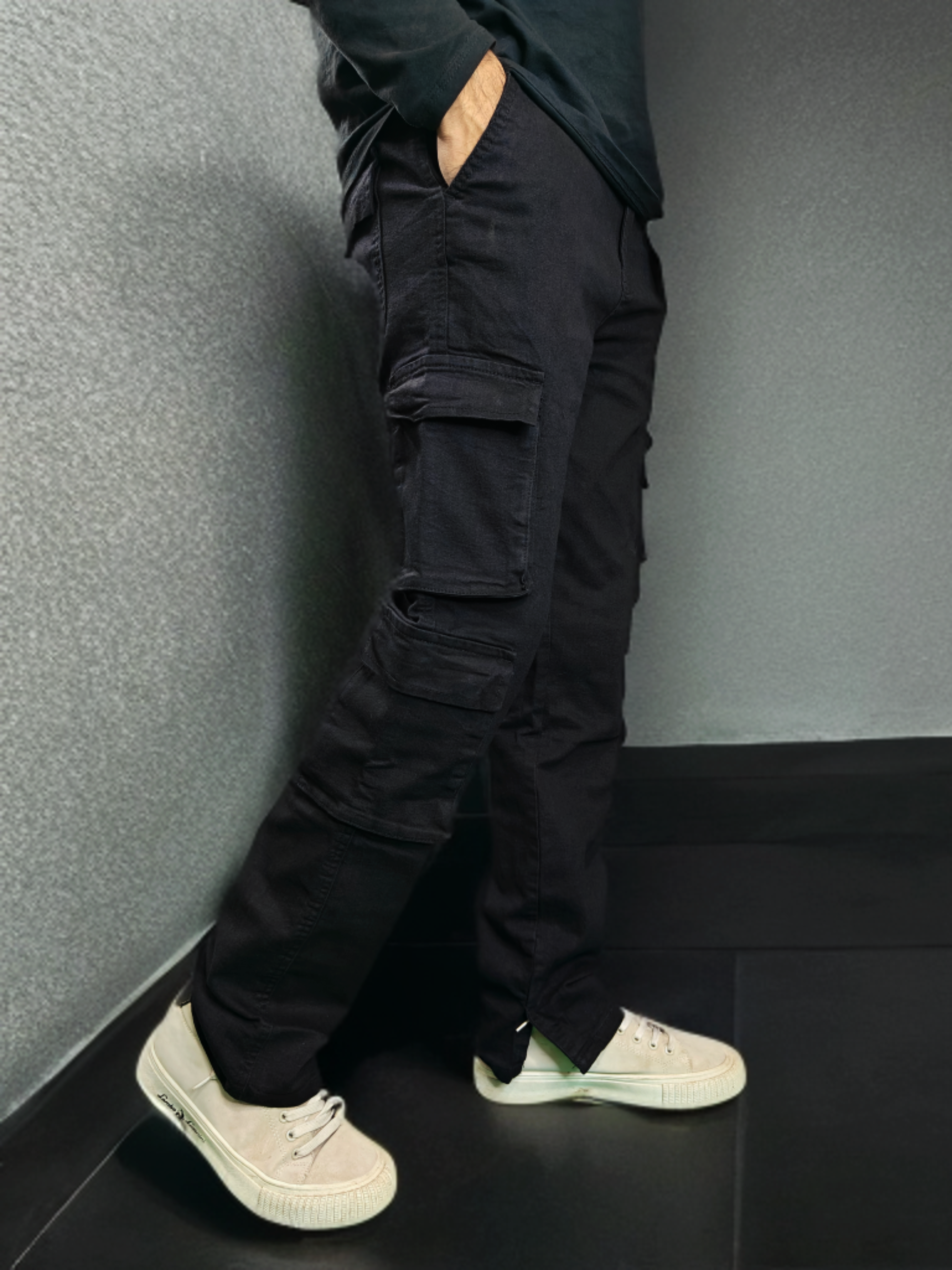 (8 pockets) Denim Cargo Obsidian Black