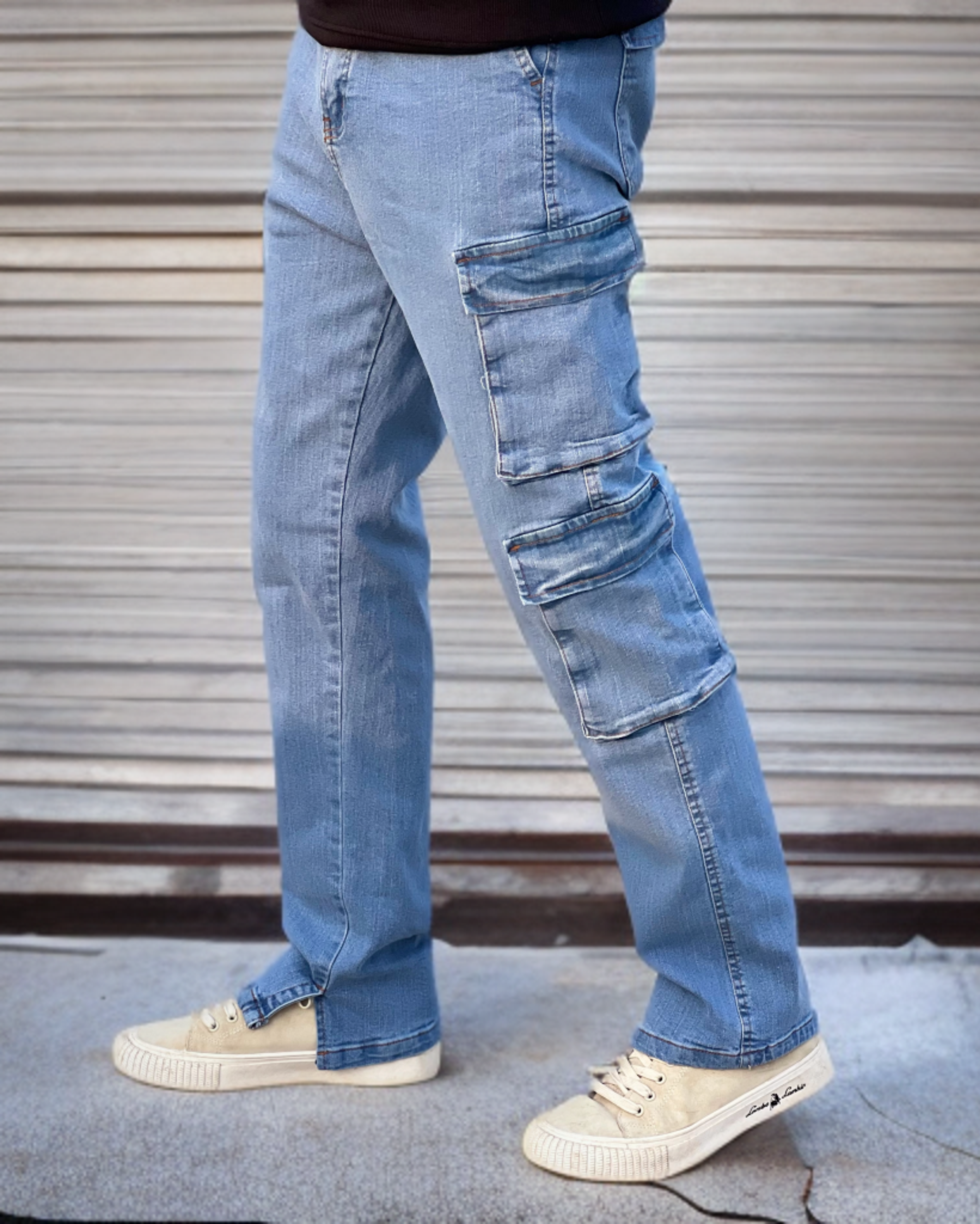 (8 pockets) Denim Cargo Urban Light Blue