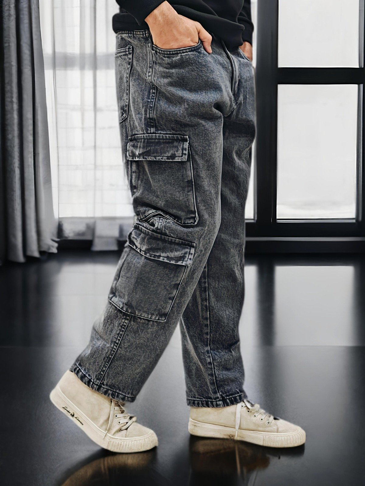 Premium 8 Pocket Denim Cargo ( DUST GREY )