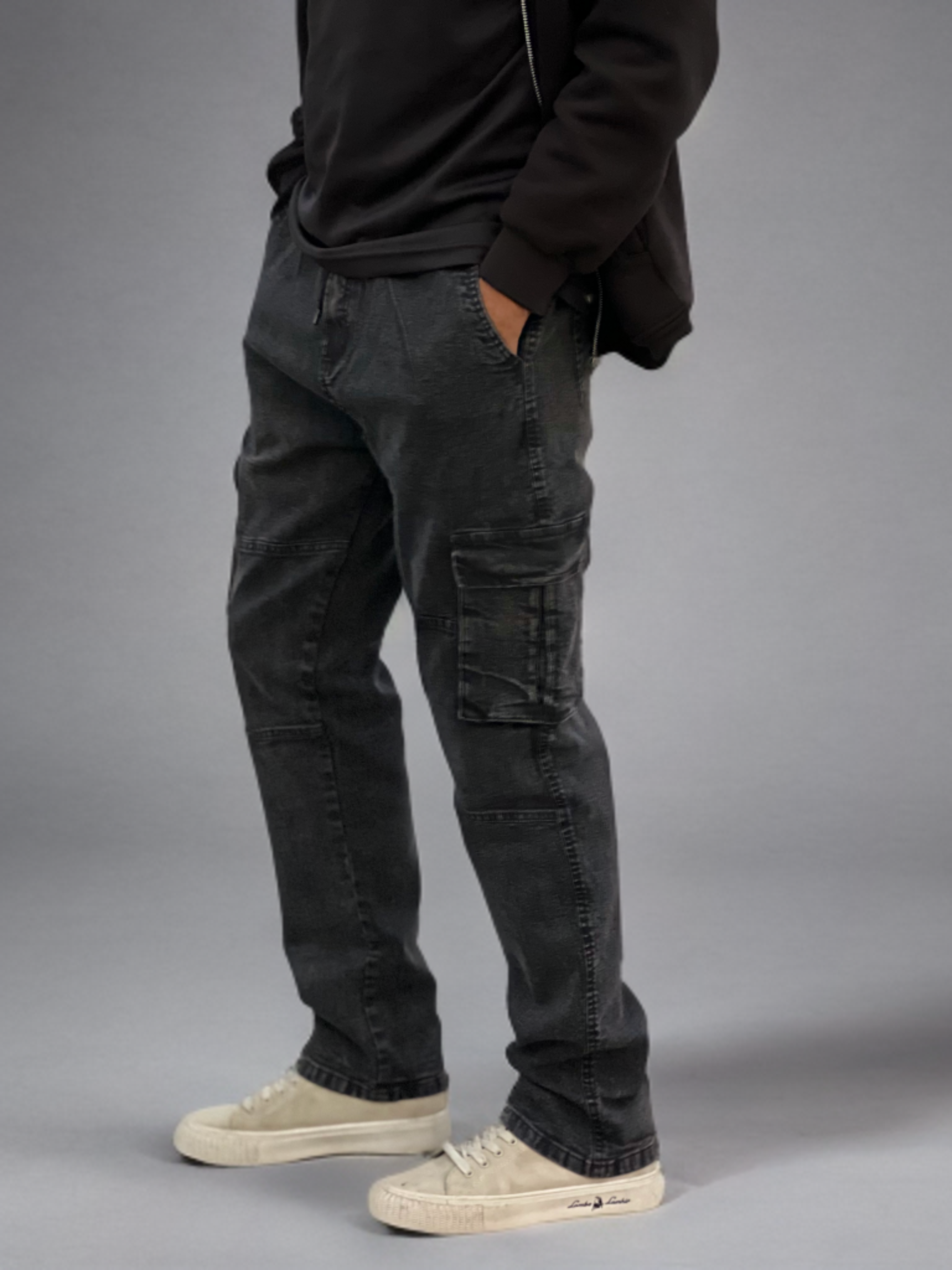 Loose Fit 6 Pocket Denim Cargo For Men ( ACID WASH )