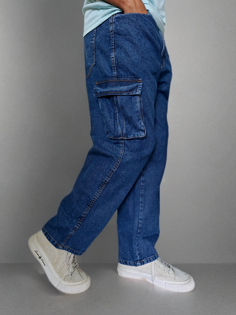 6 Pocket Baggy Denim ( Ocean Blue )