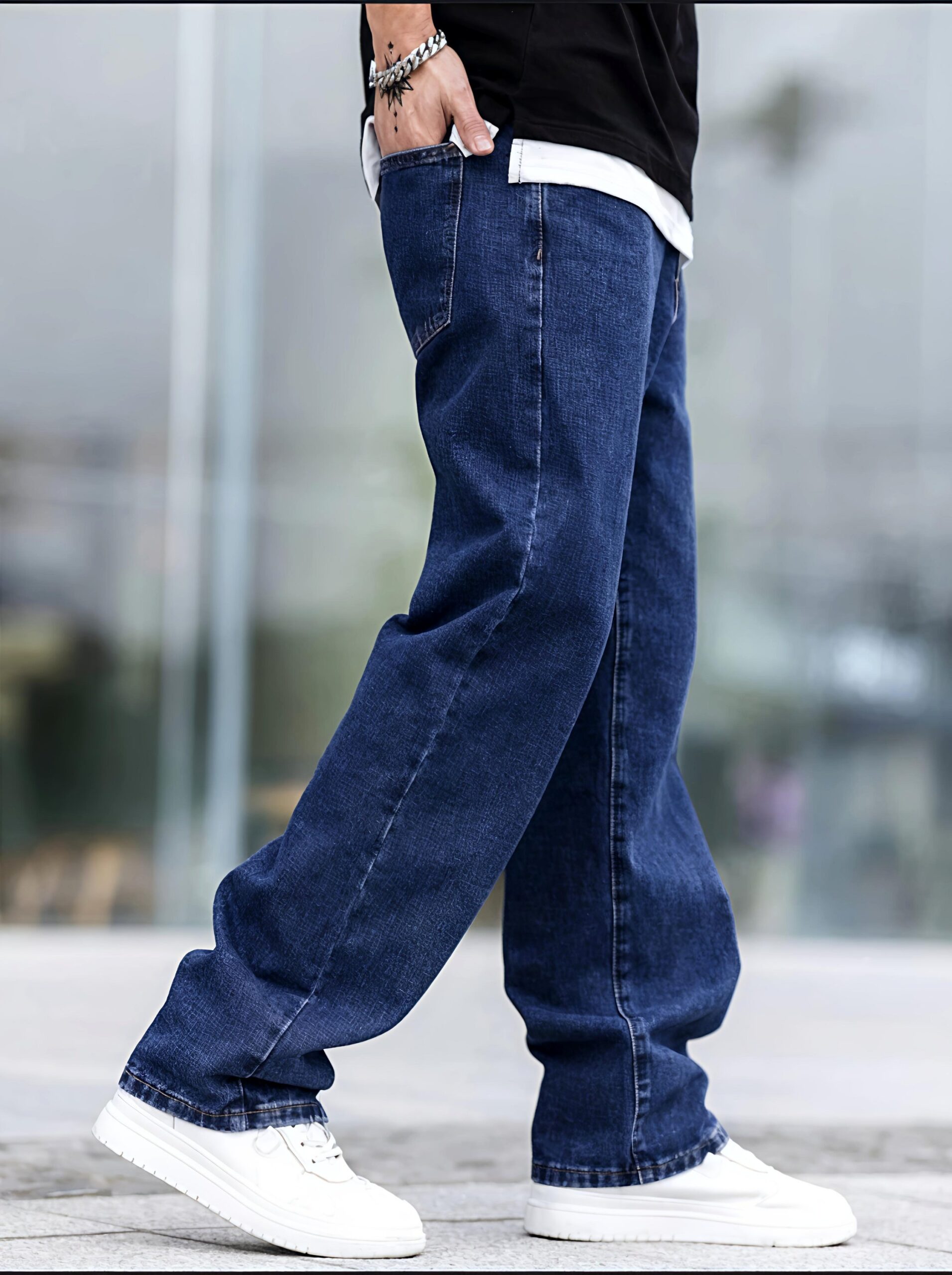 Vintage 4 Pocket Baggy Cut Denim ( OCEAN BLUE )