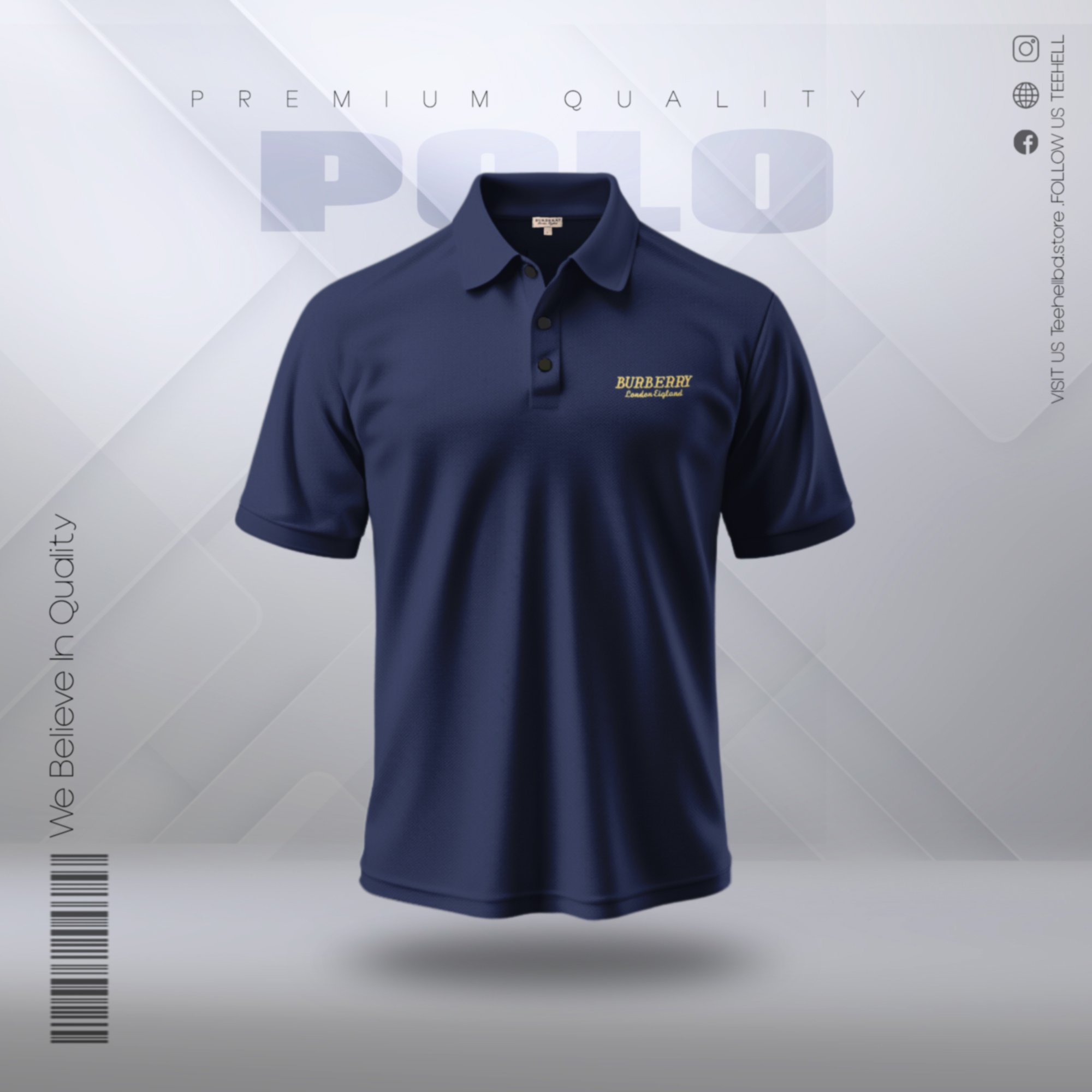 Cotton Knitted Polo Shirt ( Dark Navy )