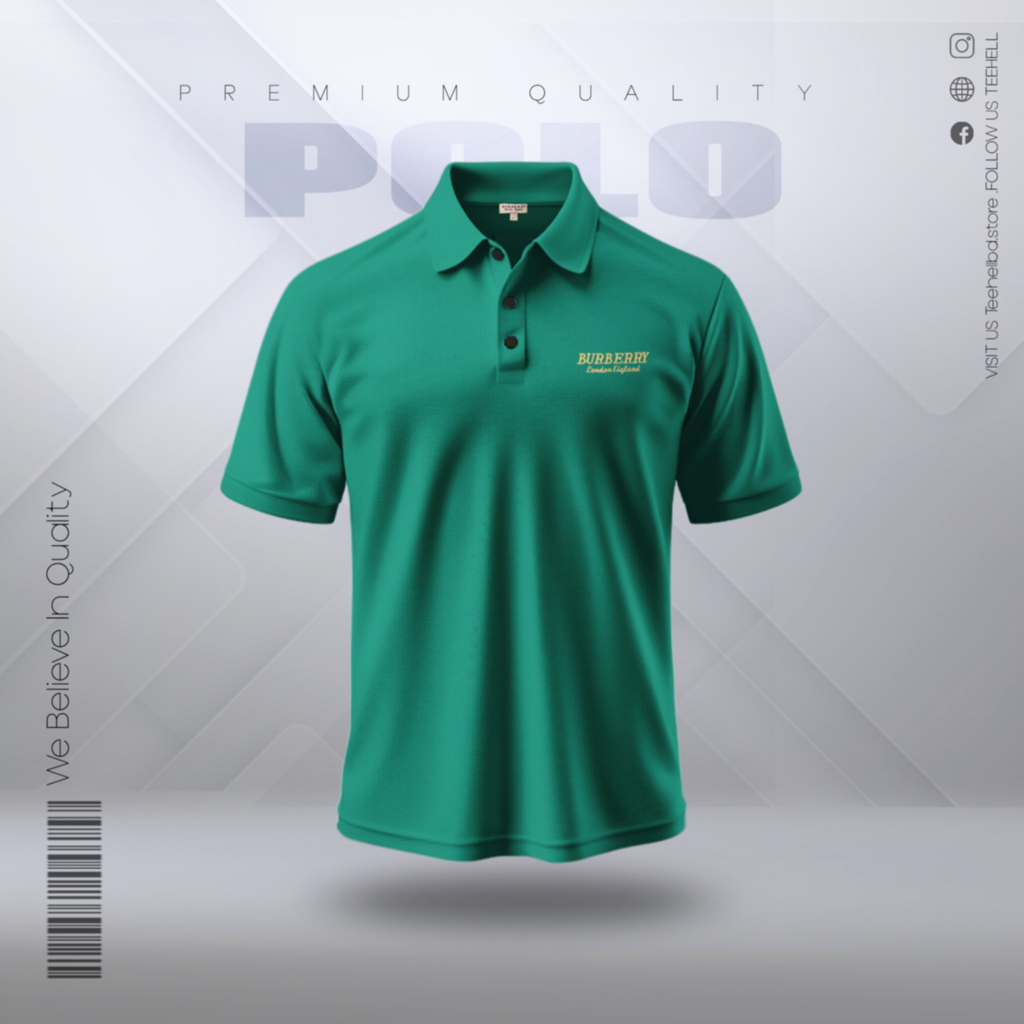 Cotton Knitted Polo Shirt ( Emerald Green )
