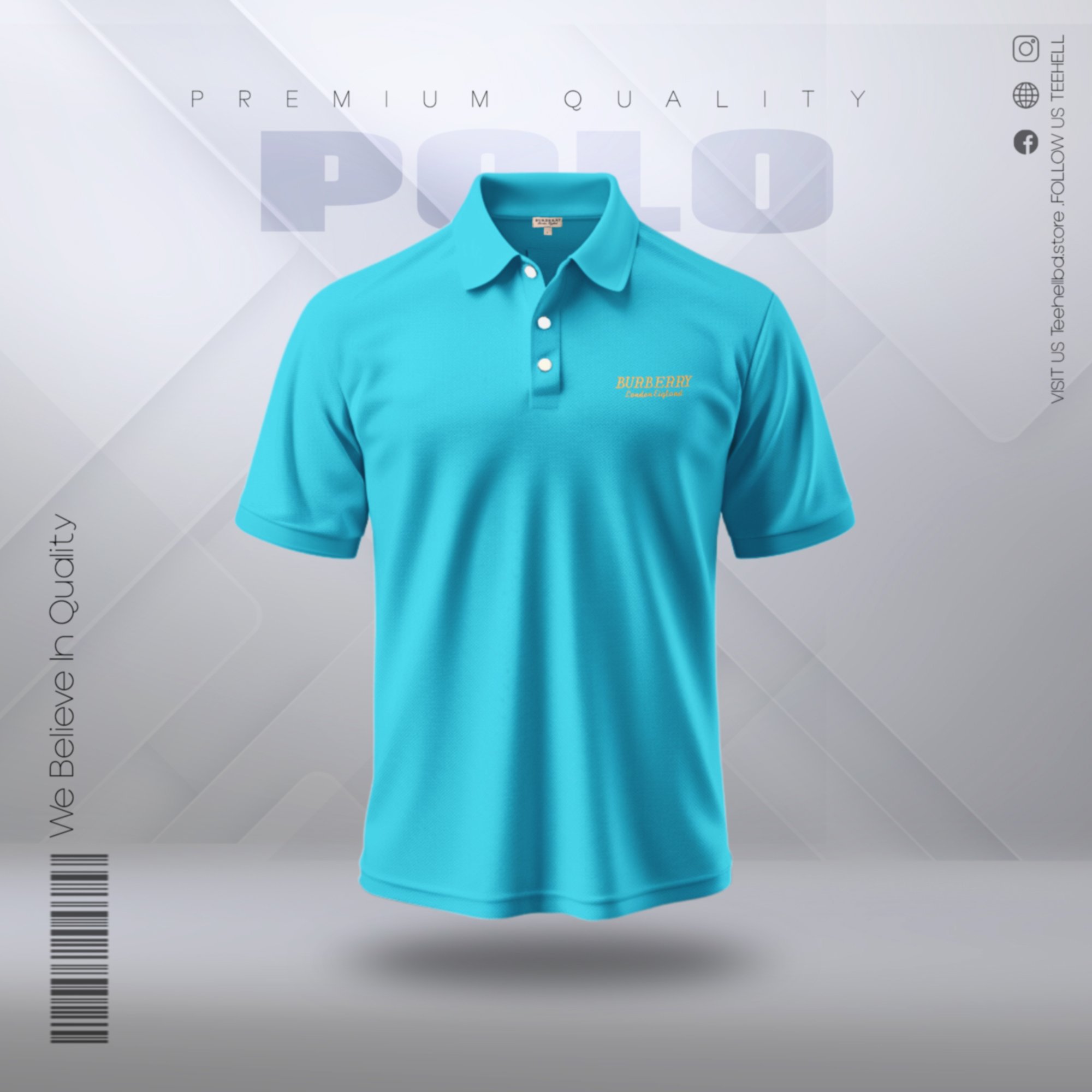 Cotton Knitted Polo Shirt ( Sky Blue )