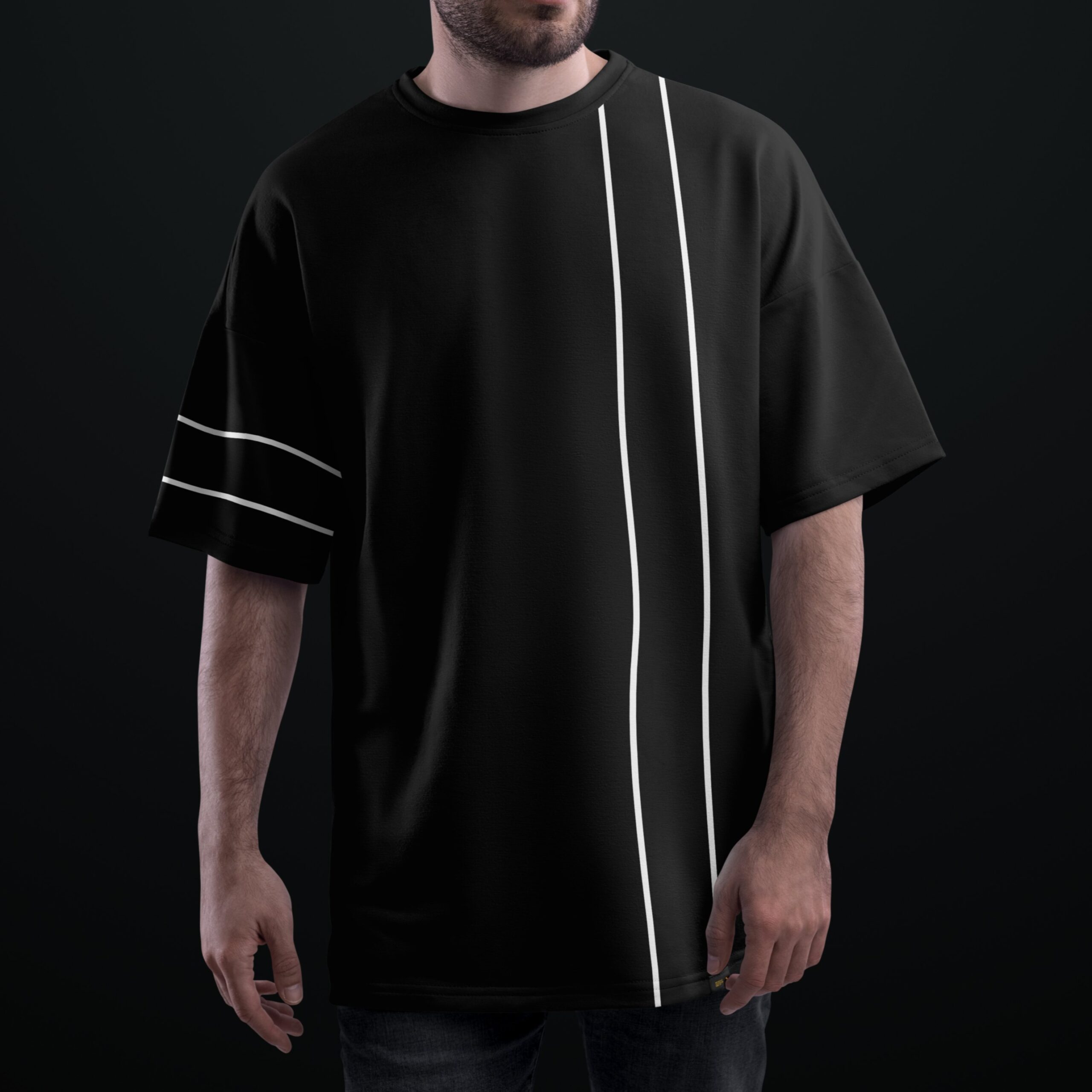 PIPING Oversized T-shirt ( Black )