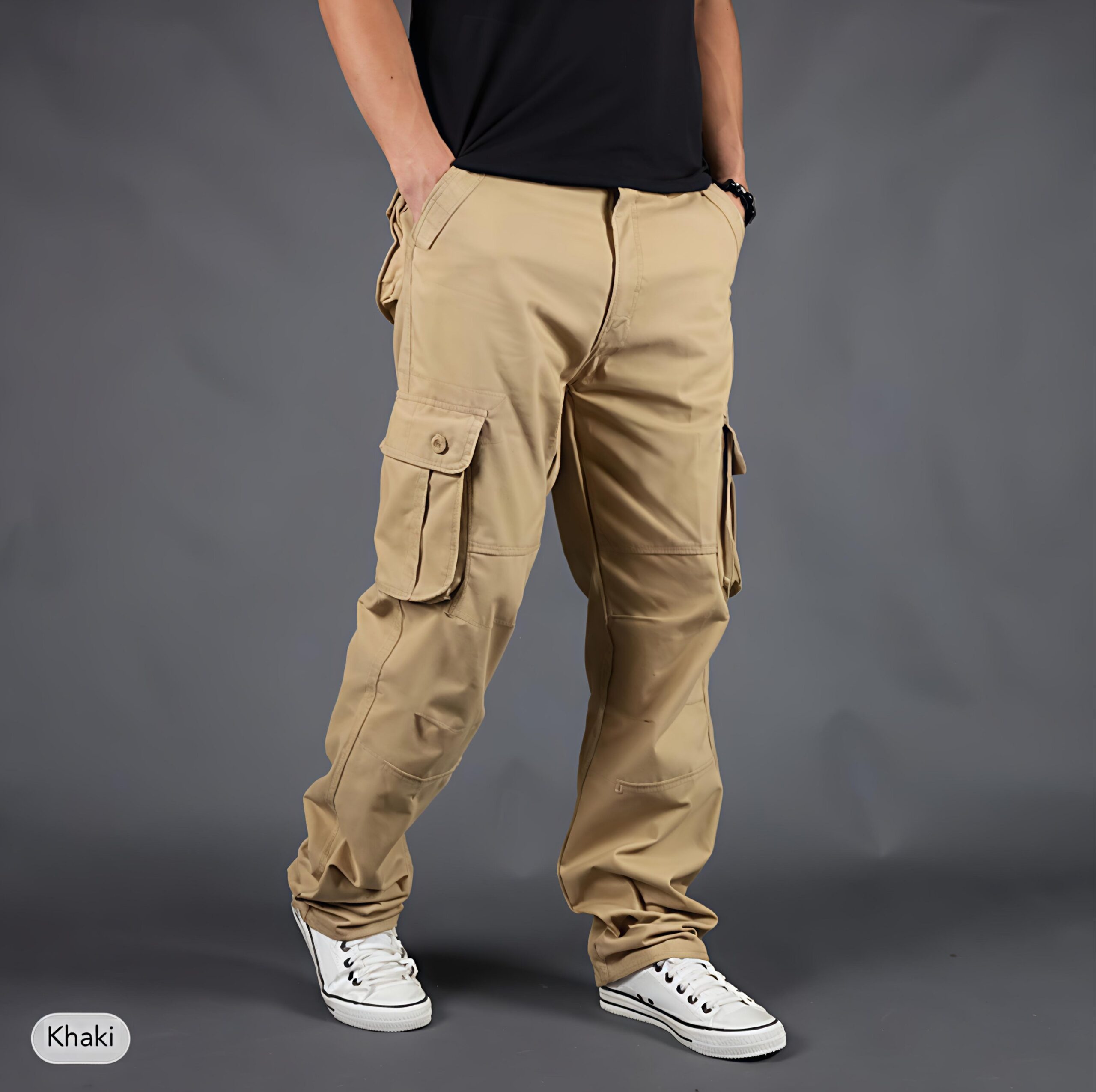 BELT CHINOS CARGO PANTS ( KHAKHI )