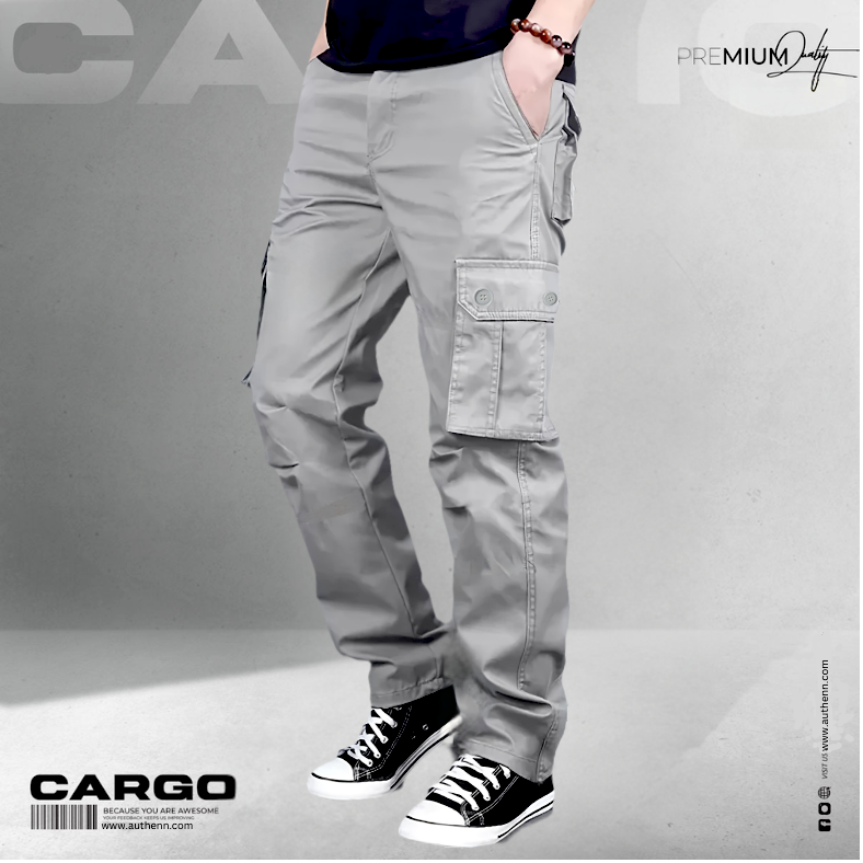 BELT CHINOS CARGO PANTS ( GUN GRAY )