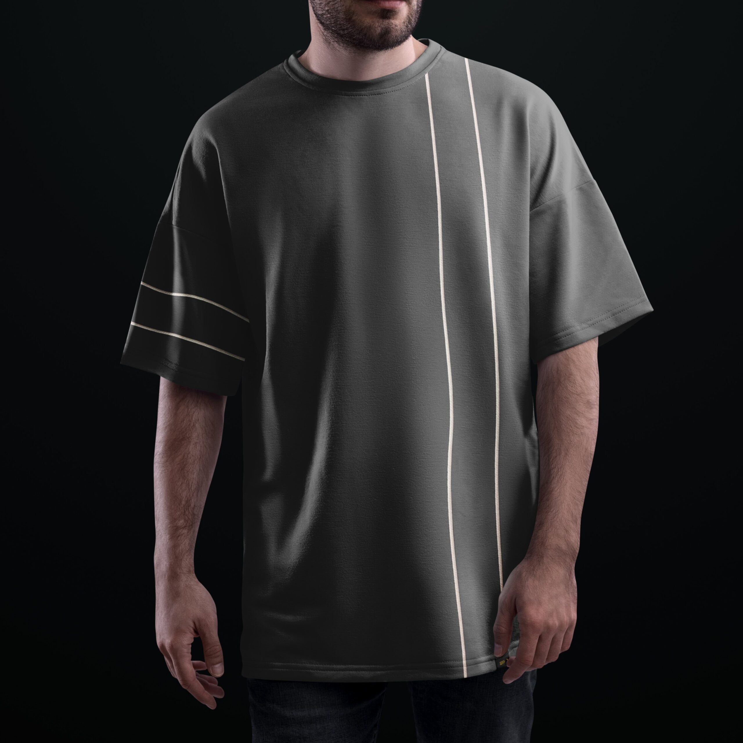 PIPING Oversized T-shirt ( Gray Tone )