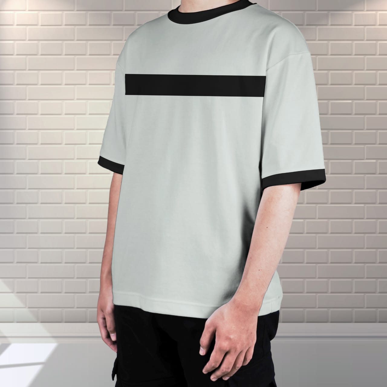 Contrast Oversized T-shirt ( WHITE )