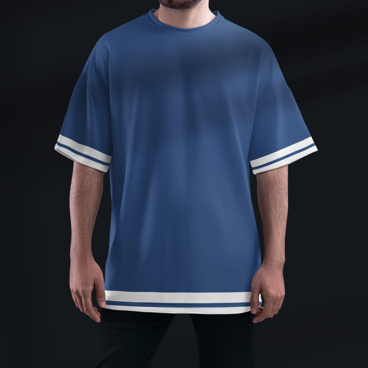 Stripes Oversized T-shirt ( STEEL BLUE )