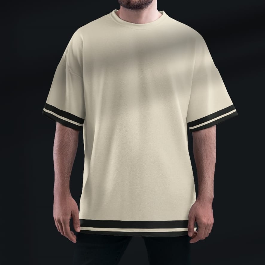 Stripes Oversized T-shirt ( CREAM WHITE )