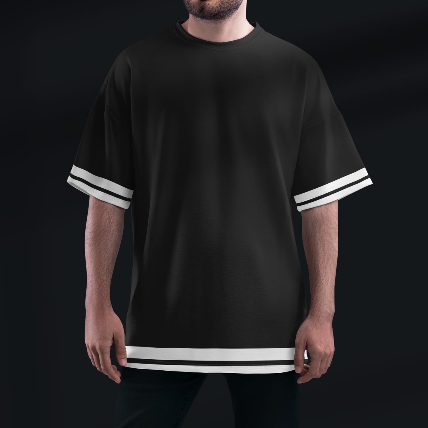 Stripes Oversized T-shirt ( BLACK )
