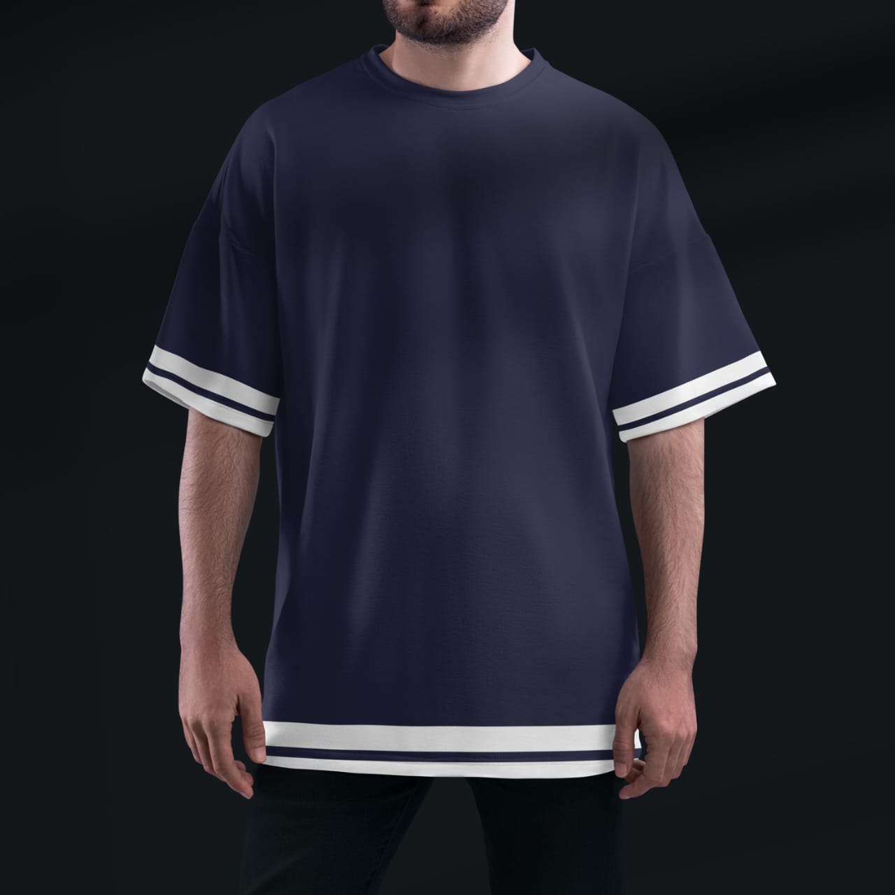 Stripes Oversized T-shirt ( DARK NAVY )