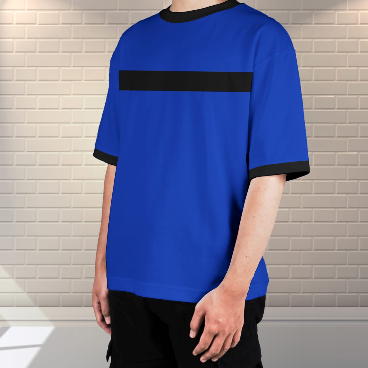 Contrast Oversized T-shirt ( ROYAL BLUE )