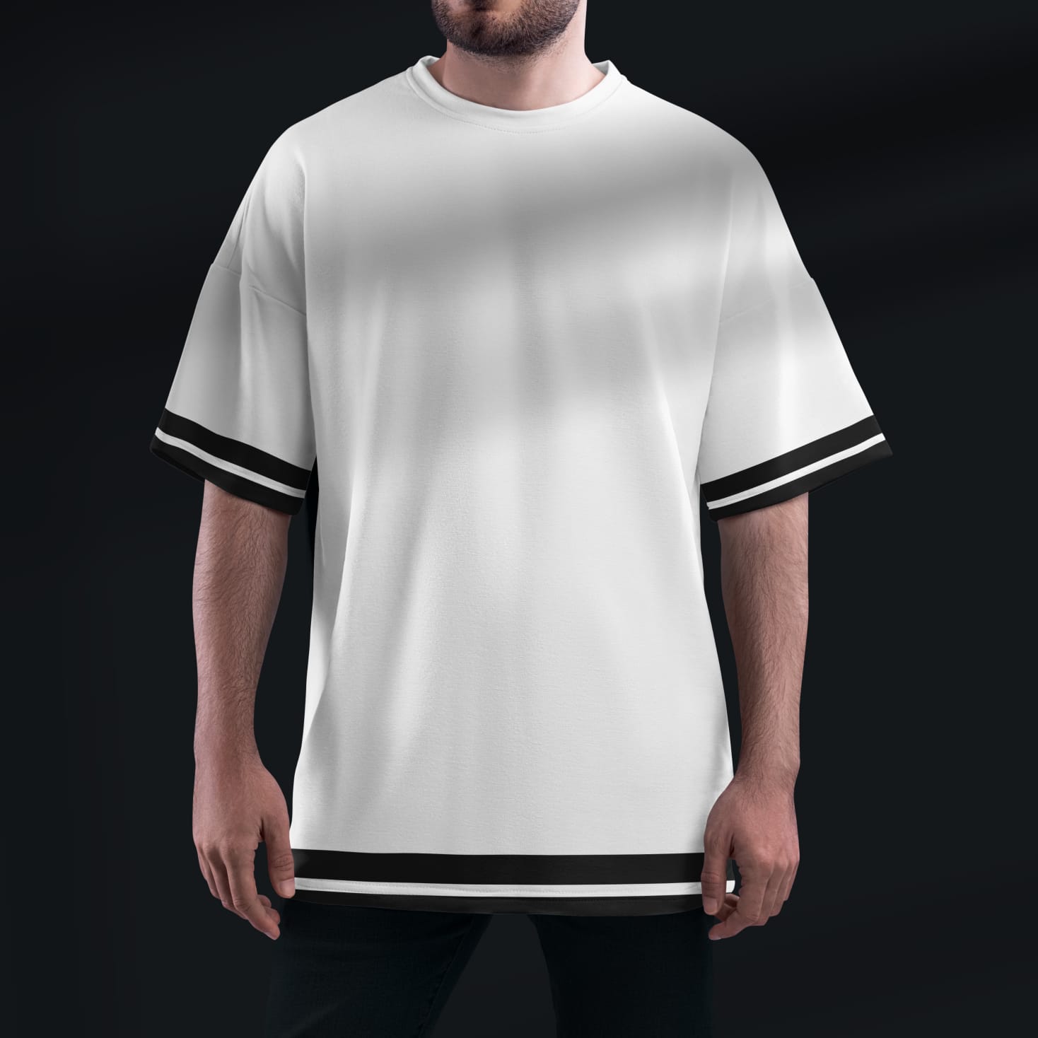 Stripes Oversized T-shirt ( WHITE )