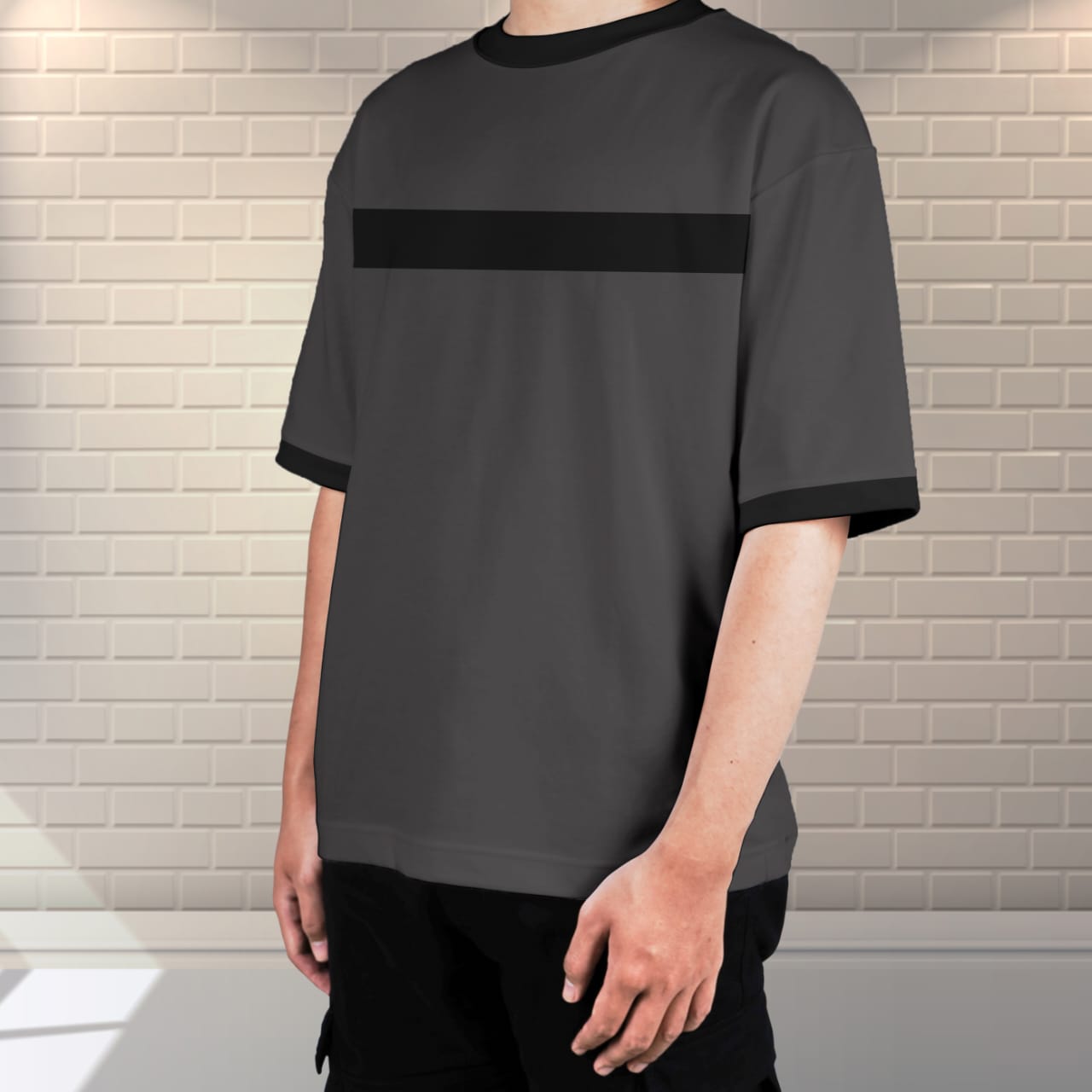 Contrast Oversized T-shirt ( GRAY TONE )