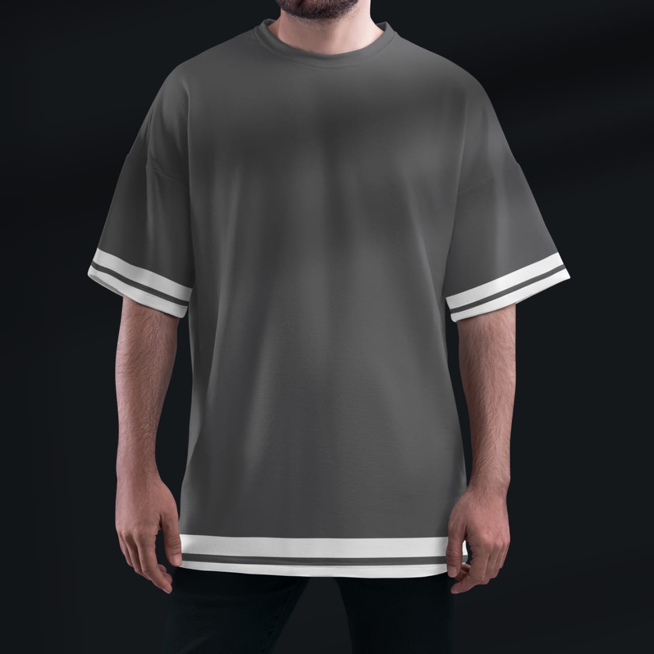 Stripes Oversized T-shirt ( GRAY TONE )